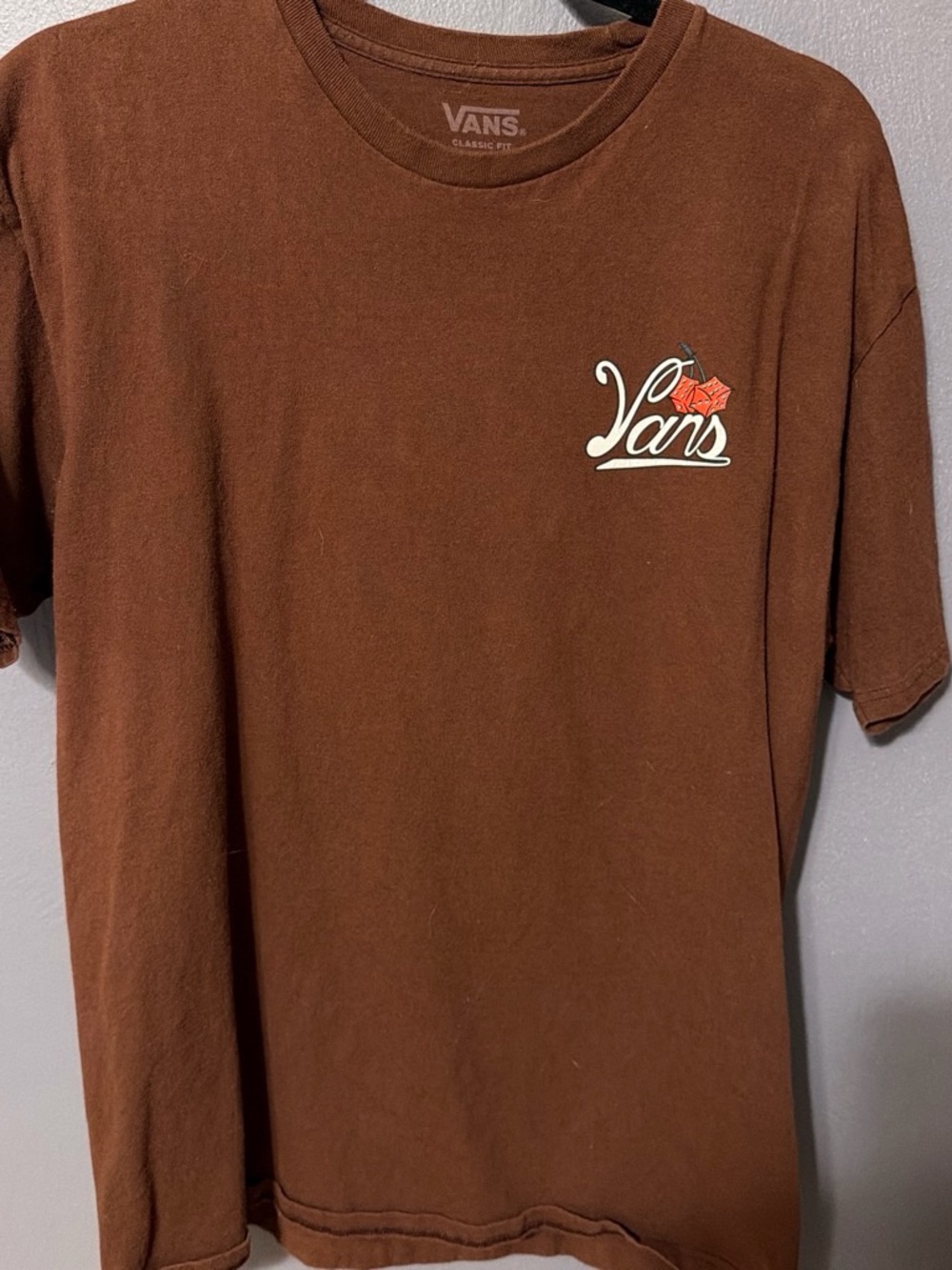 Vans Brown Short Sleeve Tee with Small Script Logo